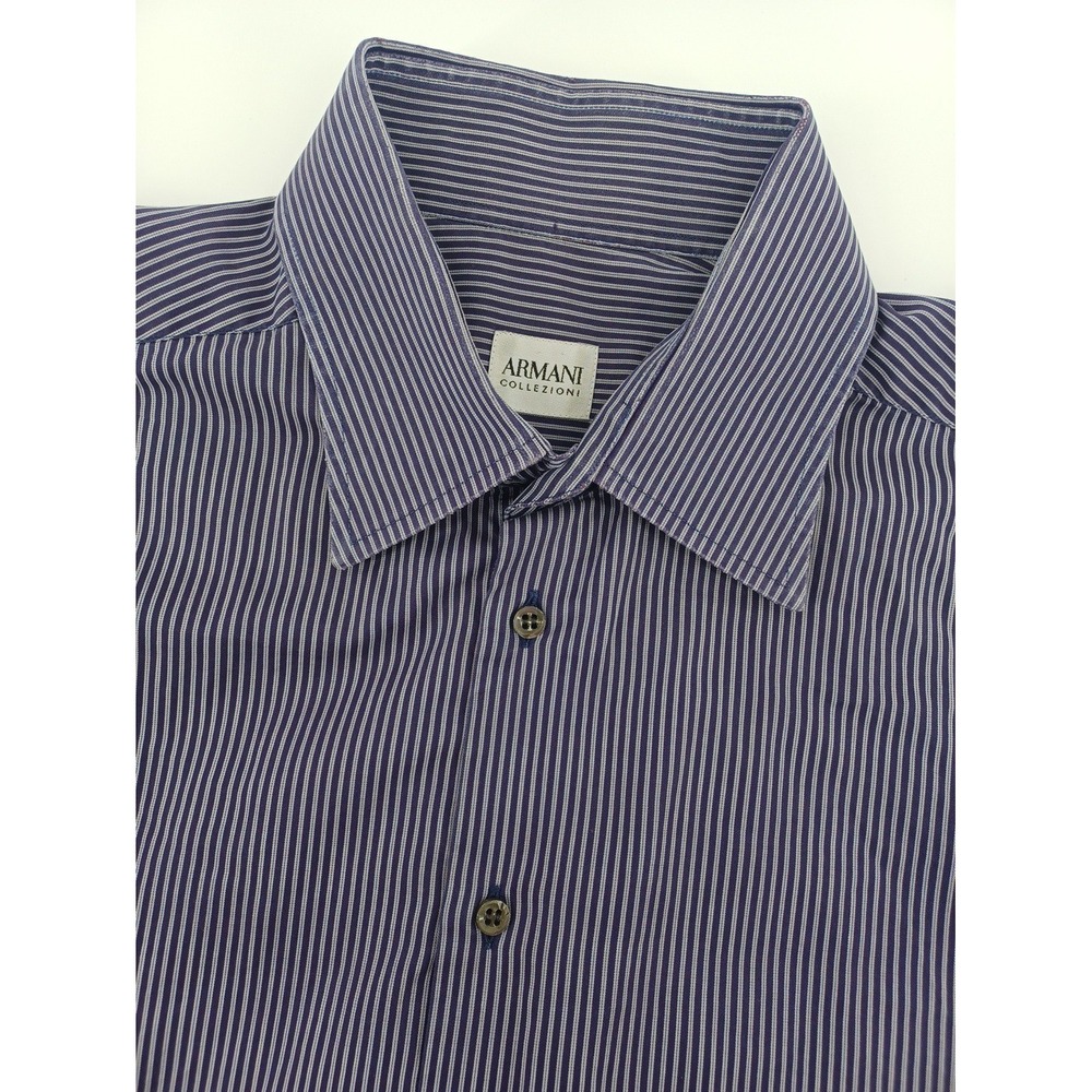 Armani Collexioni Mens Striped Long Sleeve Button-Down Shirt